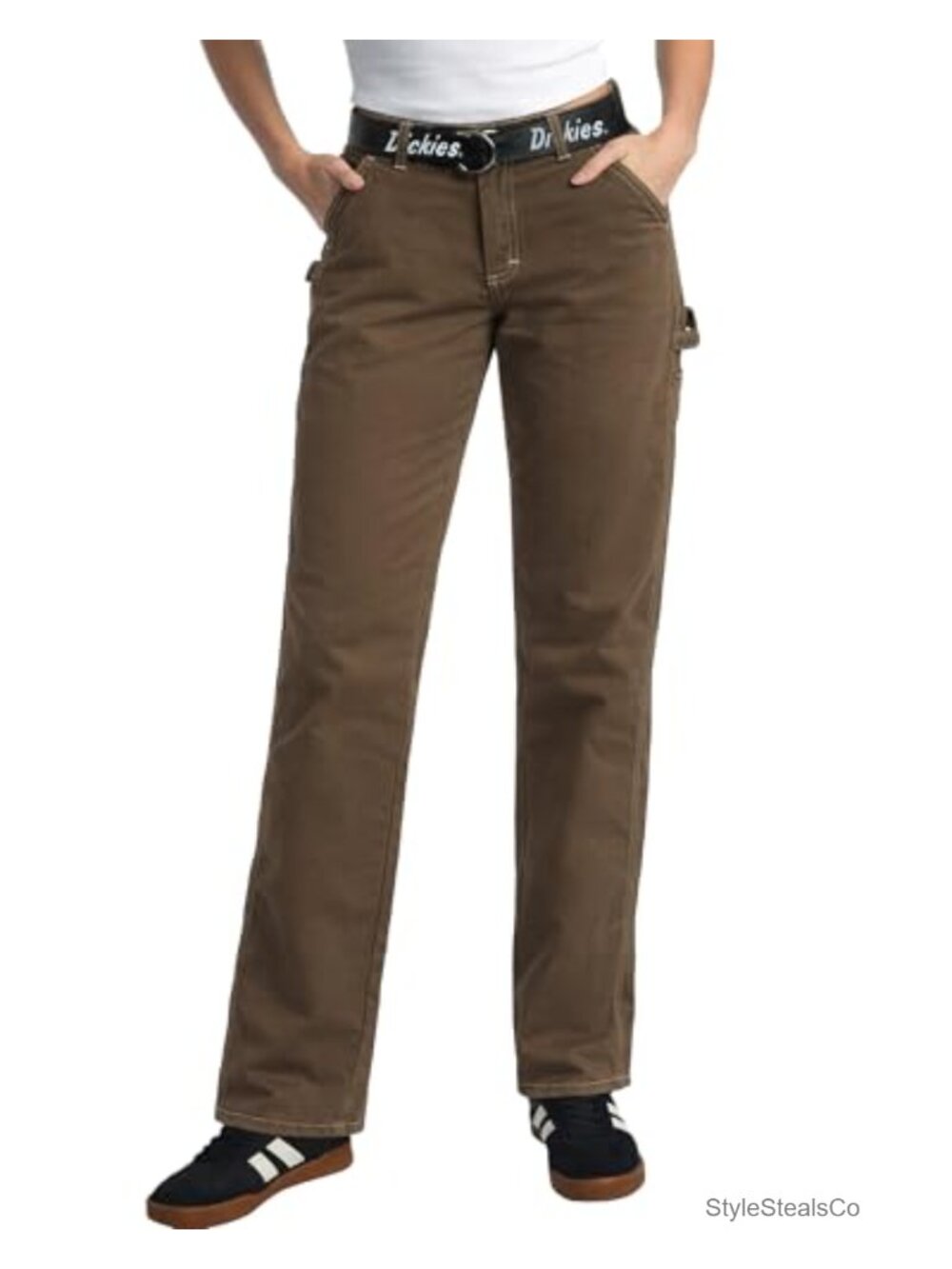 Relaxed Fit High Rise Carpenter Work Pants Straight Leg Utility